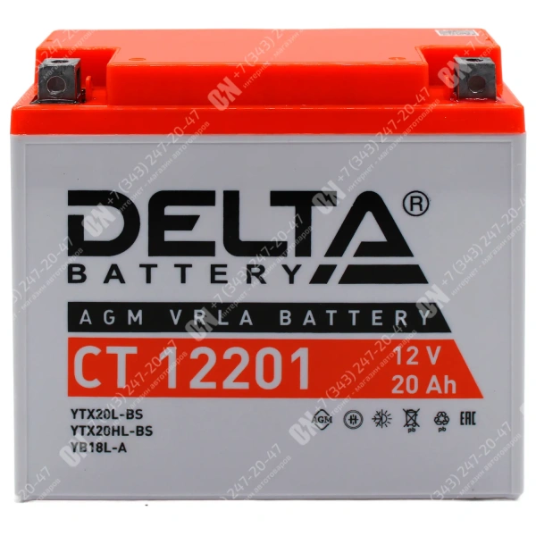 Аккумулятор 6СТ - 20 Ач Delta CT AGM VRLA (YTX20L-BS)